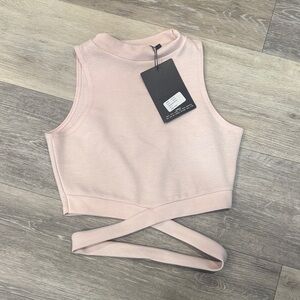 Missguided Blush Pink Wrap Crop Top
